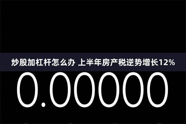 炒股加杠杆怎么办 上半年房产税逆势增长12%